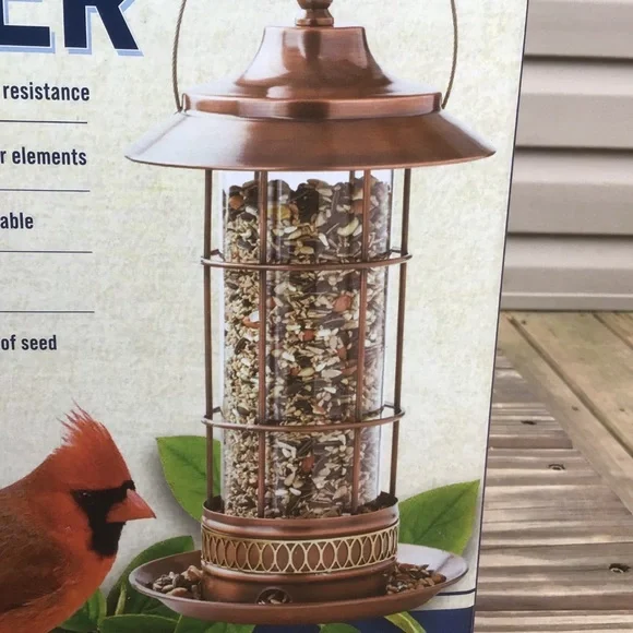NEW Copper Finish Bird Feeder, Holds Up to 2 LBS - Picture 2 of 9